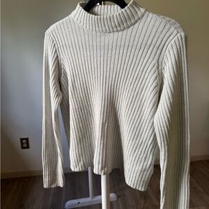 Divided Cream Ribbed Turtleneck Sweater